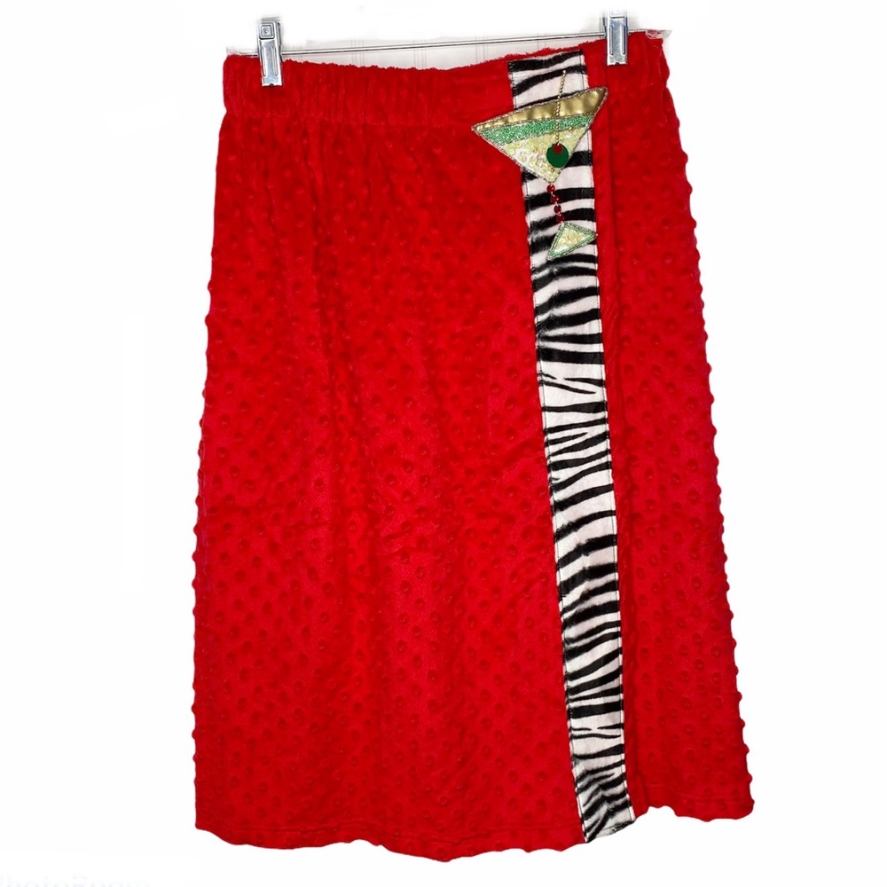 NEW BEREK Red Bath Wrap Zebra Print Beaded Martini